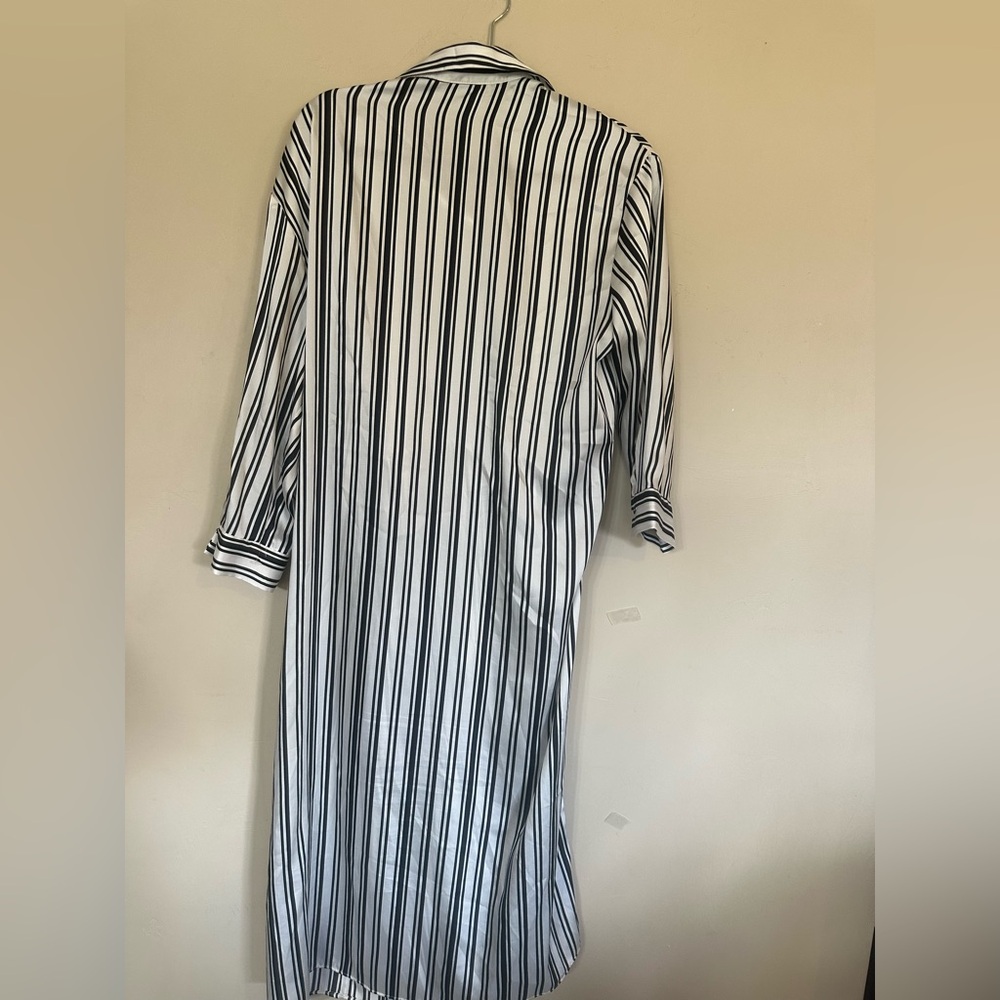 Zara White and Black Striped Shirt Dress - Picture 3 of 5
